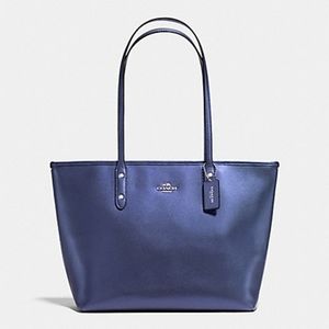 Metallic Crossgrain City Tote by Coach